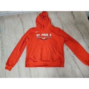 Nike Men's Basketball Hoodie - Cotton Blend, Orange, Size L, St. Pius X Print